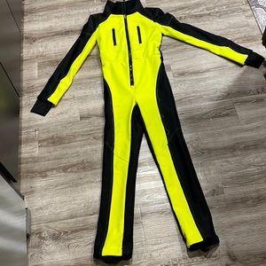 Yellow and black ski suit